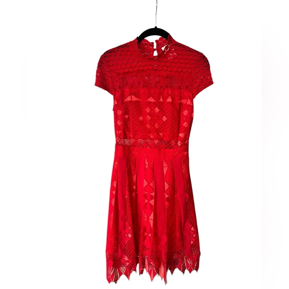 Foxiedox bravo Zulu Red Lace Short Sleeve Dress